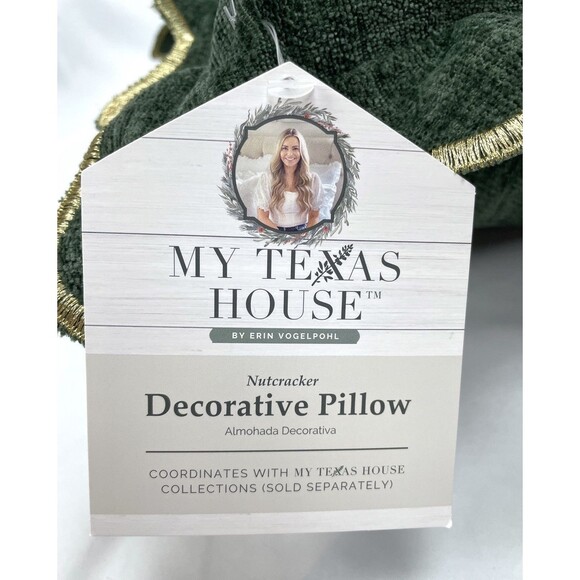 My Texas House Green Nutcraker Christmas Decorative Holiday Throw Pillow 18x18" - Picture 5 of 6